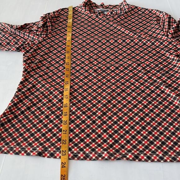 NEW Shein Red and Black Plaid Mock Neck Long Sleeve Tee Shirt Women's SIZE 2XL - Picture 5 of 8